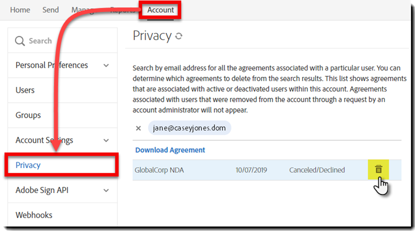 Delete an Agreement